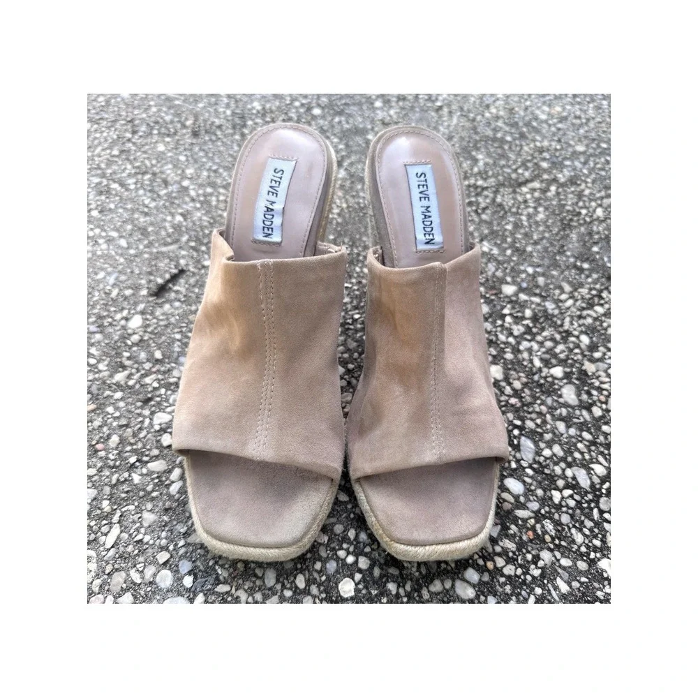 Steve Madden Urge Espadrille Real Leather Suede Wedge Heels Size 8.5